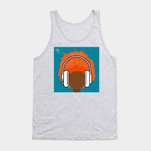 Red Head Wearing Headphones Tank Top